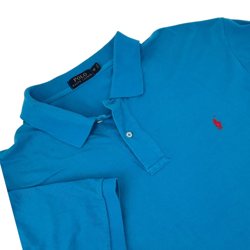 Polo Ralph Lauren Mens 3XB Big Turquoise Blue Red Pony Mesh Polo Shirt Short Slv